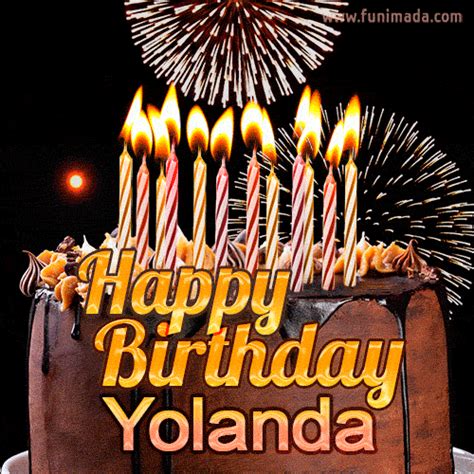 Chocolate Happy Birthday Cake for Yolanda (GIF) — Download on Funimada.com