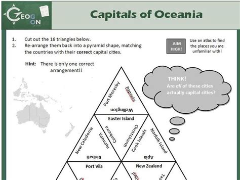 Capitals of Oceania Triangle Puzzle | Teaching Resources