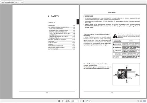 UniCarriers Forklift Truck FRSB Operation and Maintenance Manual