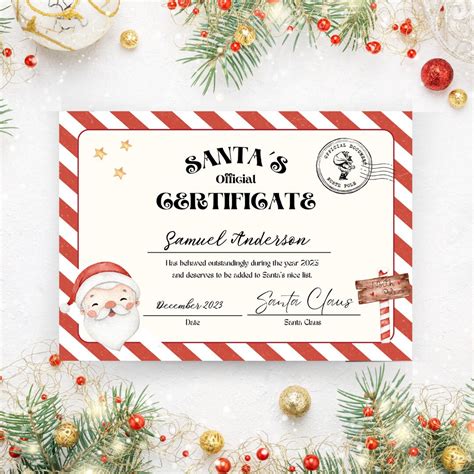 Santa Certificate Template Printable, Christmas Nice List Certificate, Santa Claus Editable ...