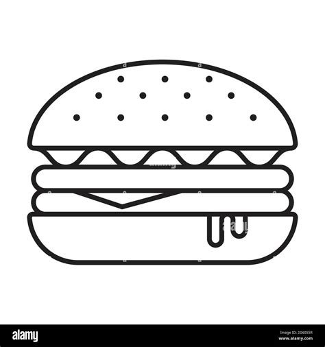 Burger outline icon vector hamburger, cheeseburger symbol for graphic design, logo, web site ...