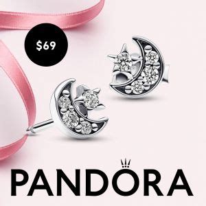 Pandora Sparkling Moon & Star Stud Earrings