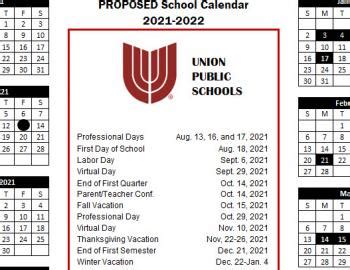 Union Public Schools Calendar 2022-2023 - Printable Calendar 2022