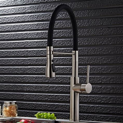 Contemporary Single Hole 1-Handle Kitchen Faucet Pull-Out Spout in ...