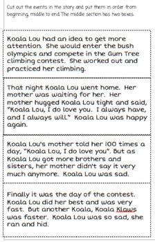 Koala Lou Mem Fox Differentiated Story Elements and Sequencing | TpT