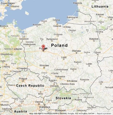 Poznan on Map of Poland