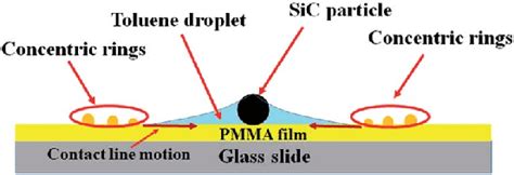 Schematic of evaporation of a toluene droplet using a "particleon-film"... | Download Scientific ...