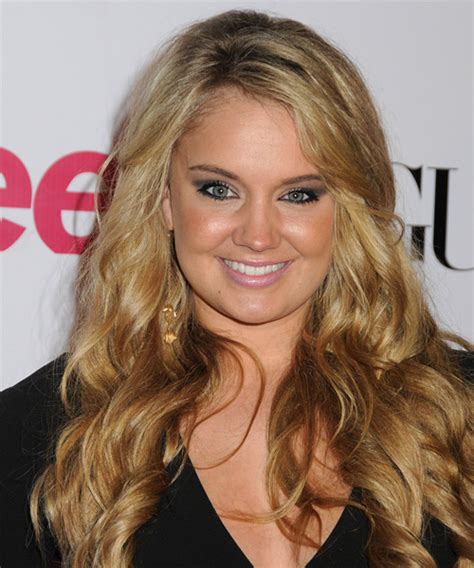 Tiffany Thornton Long Wavy Dark Golden Blonde Hairstyle with Light Blonde Highlights