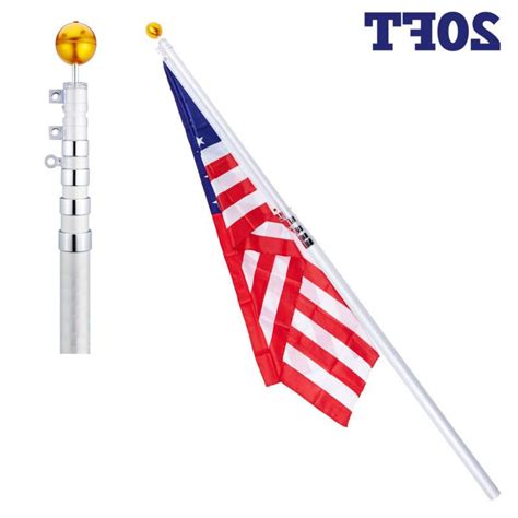 20ft Flag Poles Telescoping Aluminum with 3'X5' Americ