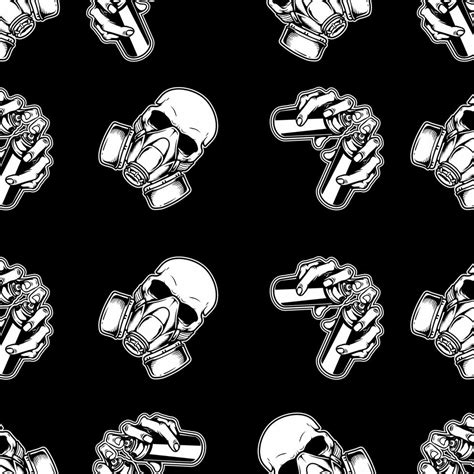 Graffiti Skull with Gas Mask Seamless Pattern 1213764 Vector Art at Vecteezy