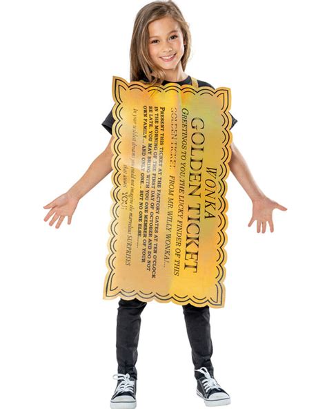 Willy Wonka Golden Ticket Tabard Kids Costume