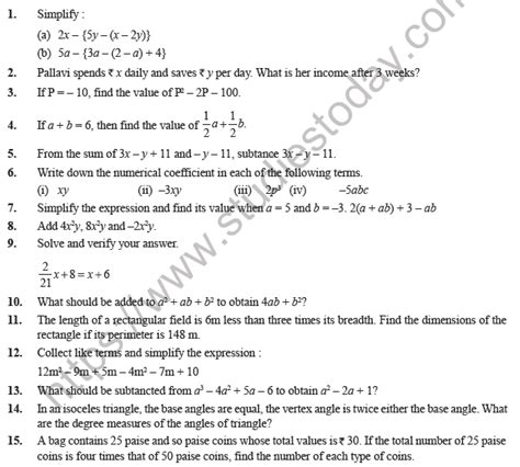 Algebraic Expressions 3 Worksheets - Worksheets Library