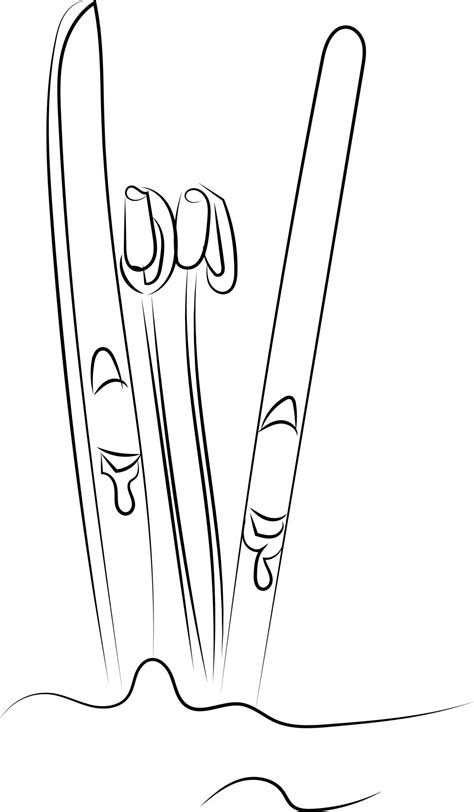 Winter skis drawing, illustration, vector on white background. 13817945 ...