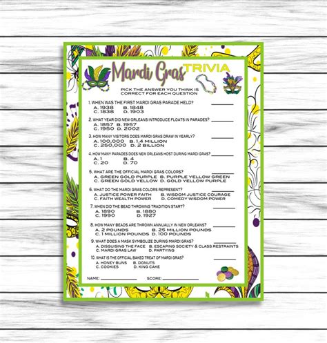 Mardi Gras Party Games Mardi Gras Trivia Game Mardi Gras - Etsy