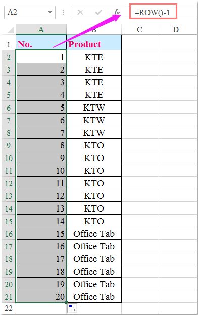 How to number rows after inserting or deleting rows automatically in Excel?