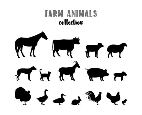 Farm animals vector silhouettes set 2035293 Vector Art at Vecteezy