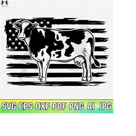 Dairy Cow With Flag Svg, Cow Svg, Cow Clipart, Cow Vector, C - Inspire Uplift