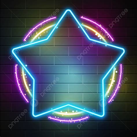 Estrela Azul Néon Na Parede De Tijolo PNG , Estrela Clipart, Néon ...