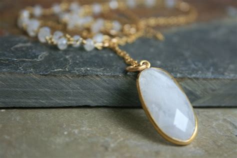 Moonstone Gold Gemstone Necklace