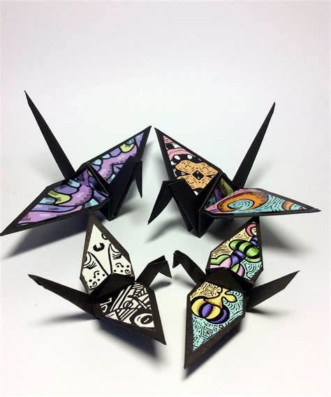 Origami cranes | Cranes made with black origami paper and my… | Flickr