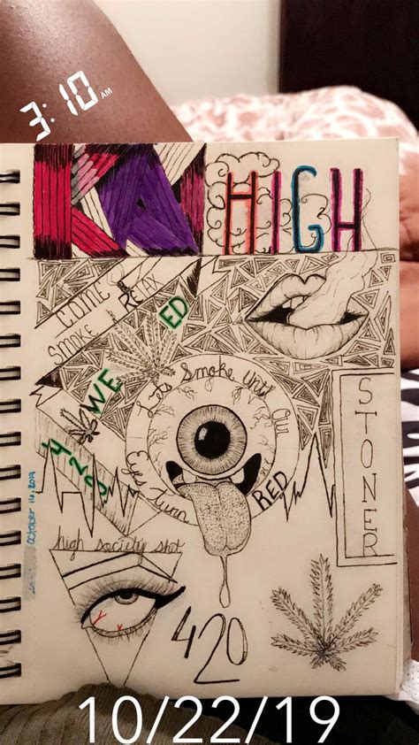 Weed drawings by Kai 🖤 | Marijuana art drawings, Trippy drawings ...