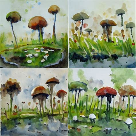 Watercolor painting. mushrooms by Mirecat2 on DeviantArt