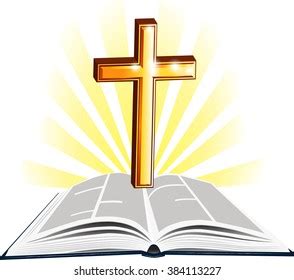 Open Bible With Cross Drawing