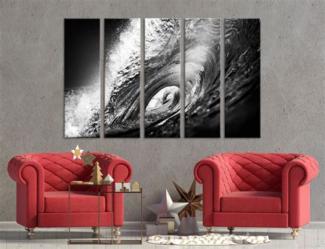 Wave Black and White Black and White Wall Art Waves Art Waves | Etsy