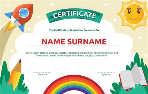 Kindergarten Graduation Certificate Template 6141465 Vector Art at Vecteezy