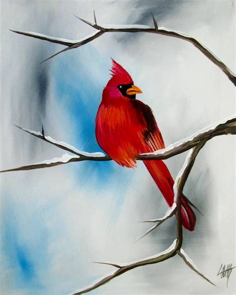 Cardinal Acrylic Painting Inspiration, Acrylic Painting Lessons ...