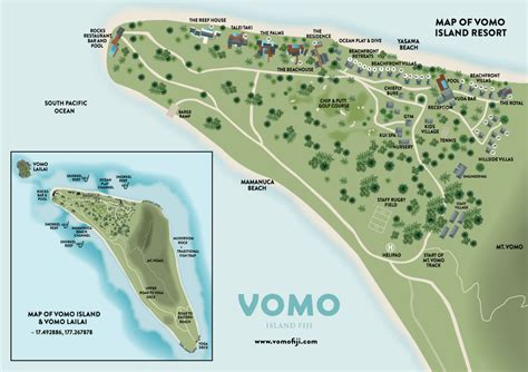 VOMO Map - Map Of Our Large Private Island Resort - Vomo Island Fiji