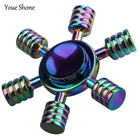 New Toy Fidget Spinner Colorful Rainbow Metal Tri Hand Spinner Anti ...