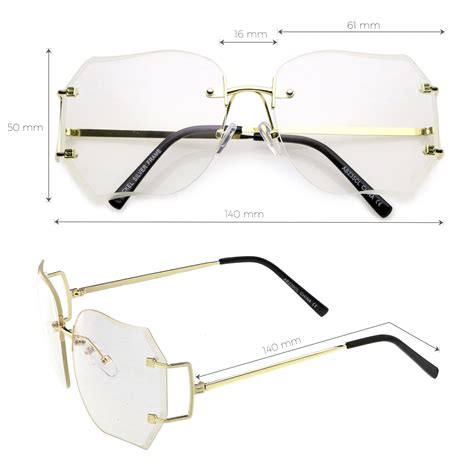 Oversize Rimless Square Glasses Slim Metal Beveled Clear Lens C433 - zeroUV