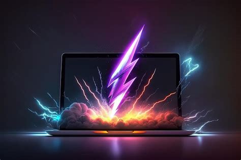 Premium AI Image | A laptop with a lightning bolt on the screen