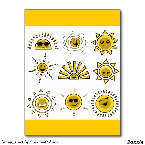 funny_sun2 postcard | Zazzle.com | Cartoon sun, Sun doodles, Funny sun