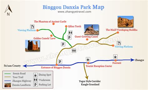 Zhangye Danxia Landform Map, Rainbow Mountains China Map