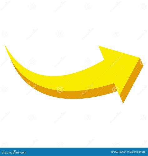 Curved Yellow Arrow Isolated on White Background. Arrow Icon. Vector ...