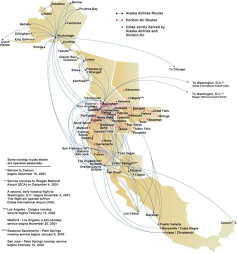 Alaska Airlines October 31, 2001 Route Map