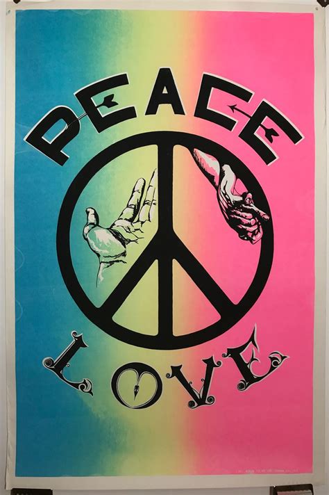 Peace Love Vintage Silk Screen Blacklight Poster d.1967 | Etsy | Peace ...