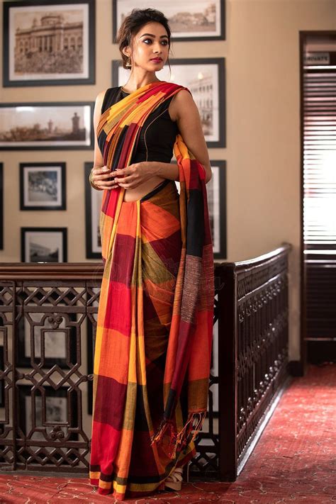 Multicolor Checkered Pure Cotton Saree | Indian fashion saree, Saree ...