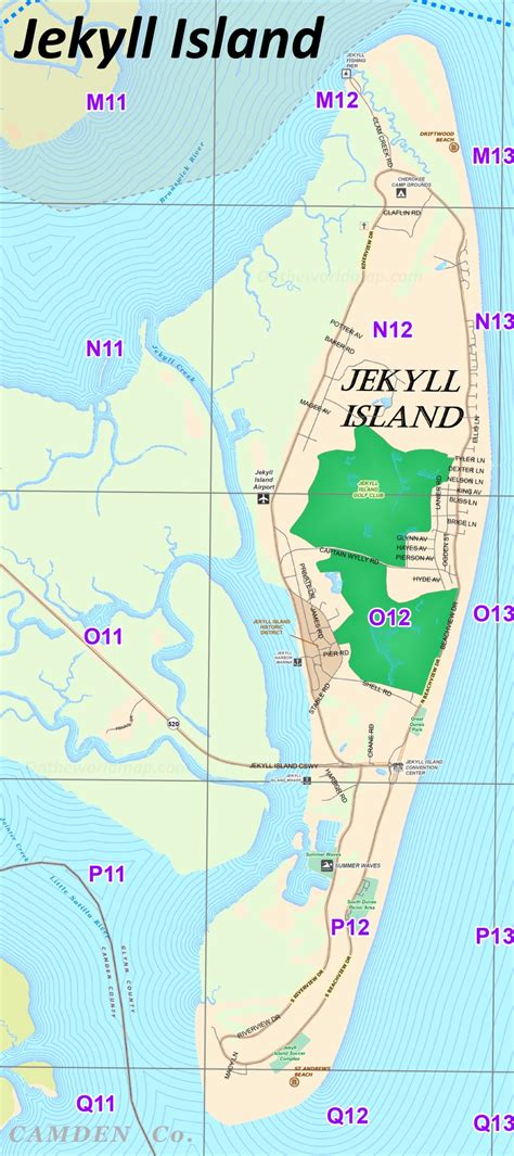 Jekyll Island Road Map - Ontheworldmap.com