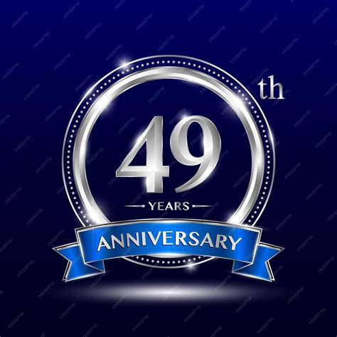 Premium Vector | 49th anniversary logo with silver number and blue ...