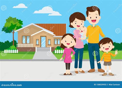 Big Happy Family on the Background of the House Stock Vector ...