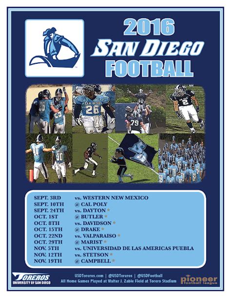 San Diego Football Network: USD Toreros 2016 Football Schedule