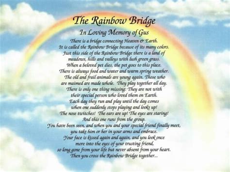 "The Rainbow Bridge" Memorial Poem Personalized Gift For Loss of Beloved Pet | eBay