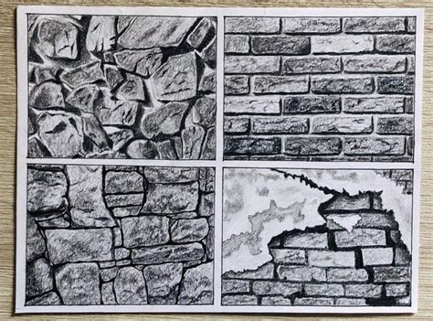 Stone and brick wall textures with pencil asif340 | Texture drawing ...