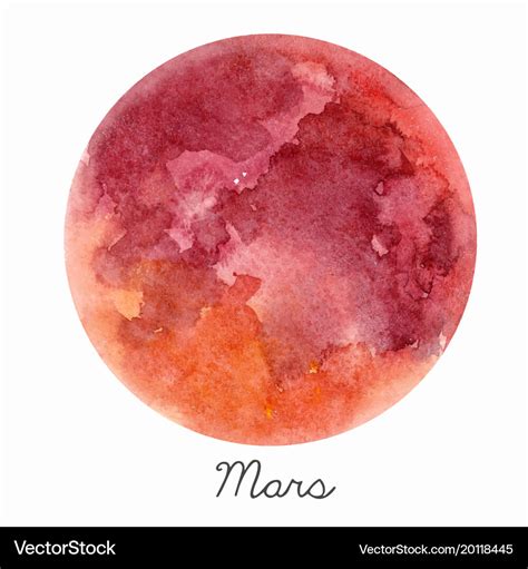 Watercolor mars planet Royalty Free Vector Image