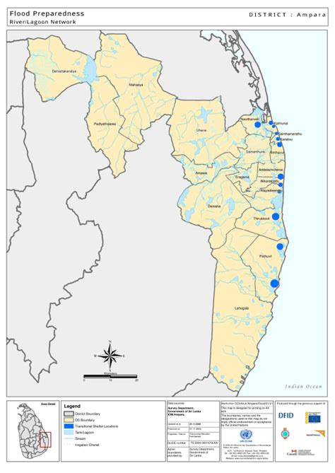 Sri Lanka: Ampara district - Flood preparedness - River/lagoon network ...