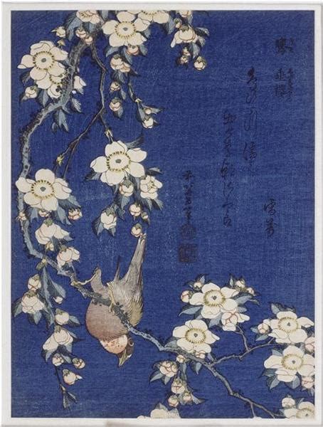 Bullfinch and weeping cherry blossoms, 1834 - Katsushika Hokusai ...