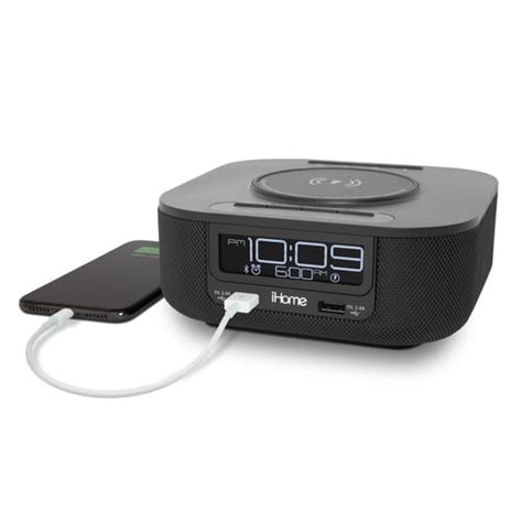 iHome Qi Wireless Charging Bluetooth Bedside Stereo Speaker Alarm Clock ...